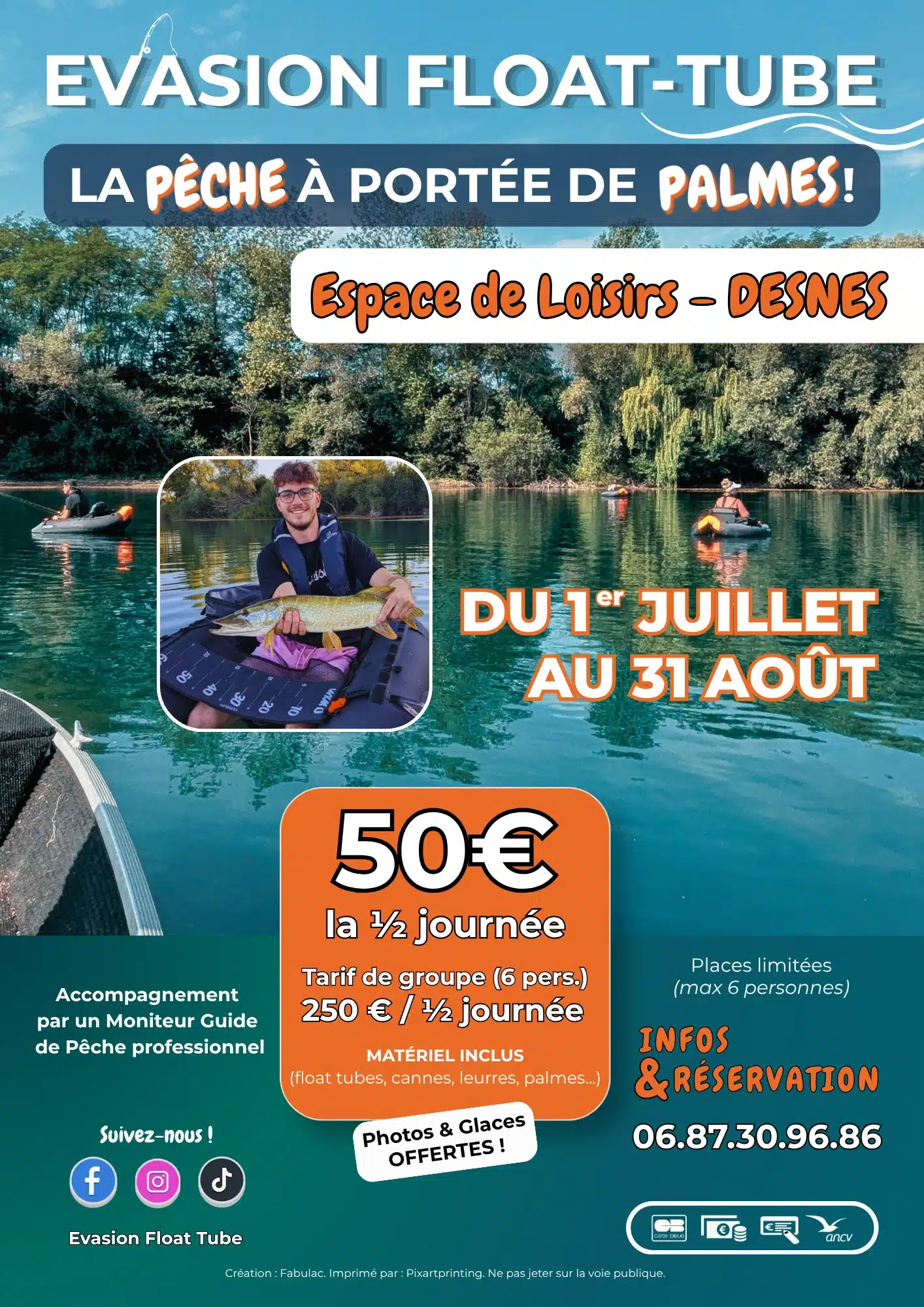 Affiche Évasion Float Tube Fabulac Desnes Jura