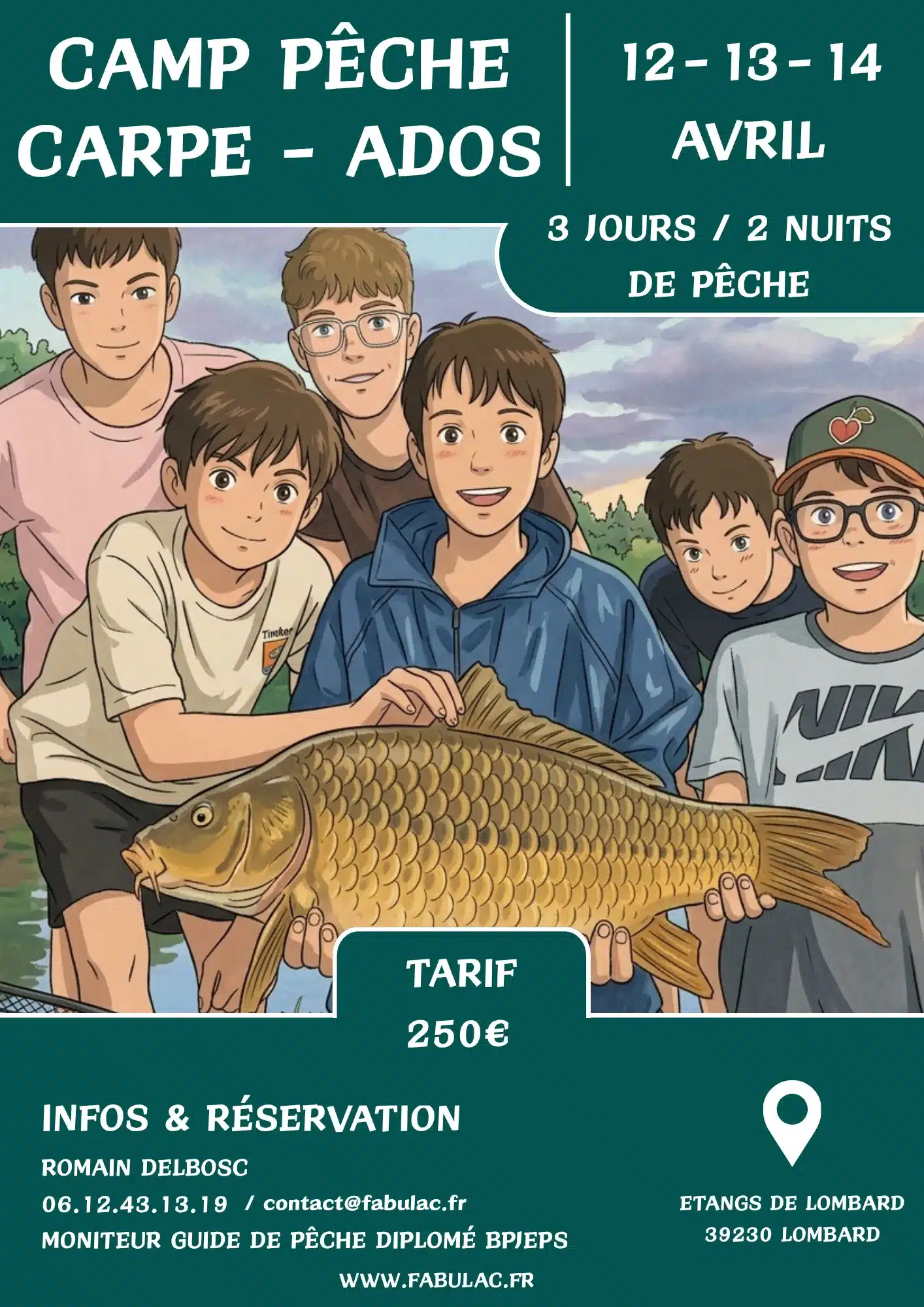 Camp Pêche Carpe Ados Avril 2027 Fabulac