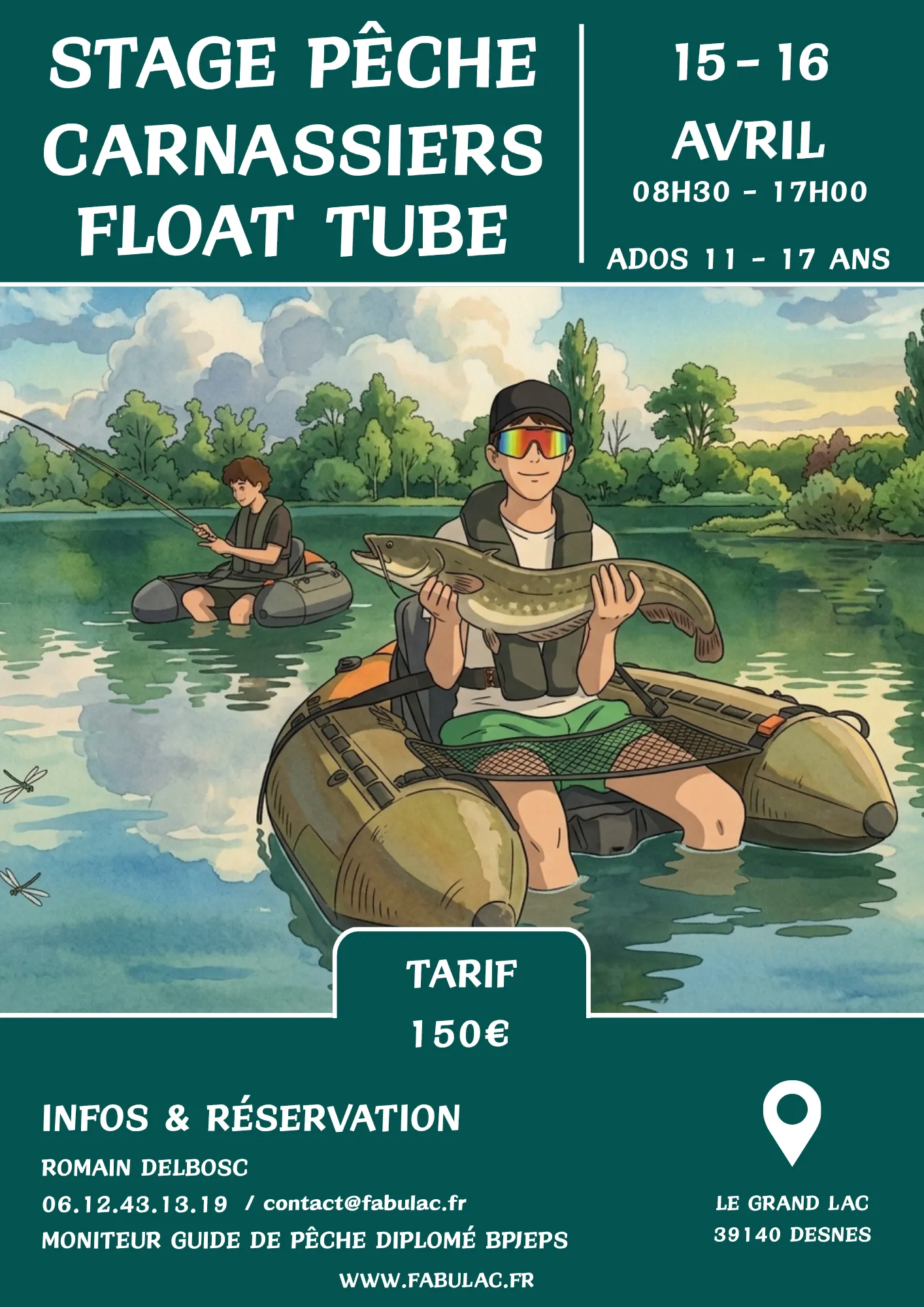 Stage Pêche Carnassiers Float Tube Ados Avril 2027 Fabulac